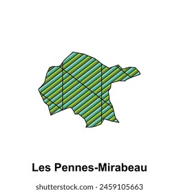 Les Pennes Mirabeau City Map of France Country, abstract geometric map with color creative design template