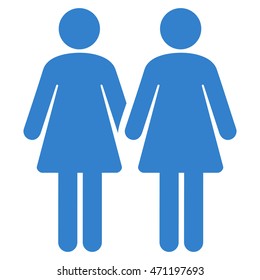 Lesbi Couple icon. Vector style is flat iconic symbol with rounded angles, cobalt color, white background.
