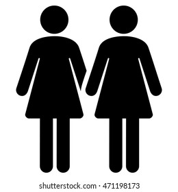 Lesbi Couple icon. Vector style is flat iconic symbol with rounded angles, black color, white background.