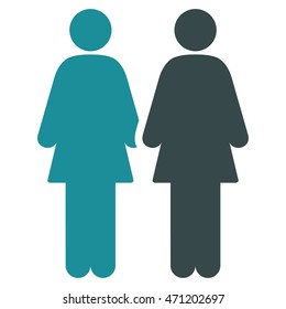 Lesbi Couple icon. Vector style is bicolor flat iconic symbol with rounded angles, soft blue colors, white background.