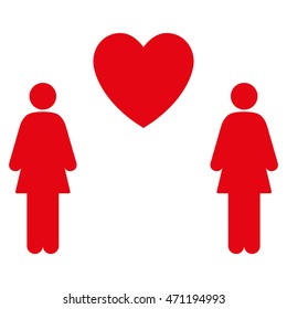 Lesbi Love Pair icon. Vector style is flat iconic symbol with rounded angles, red color, white background.
