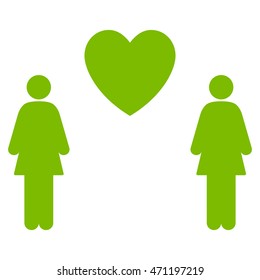 Lesbi Love Pair icon. Vector style is flat iconic symbol with rounded angles, eco green color, white background.