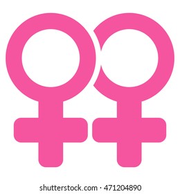 Lesbi Pair icon. Vector style is flat iconic symbol with rounded angles, pink color, white background.