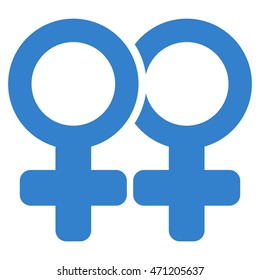 Lesbi Pair icon. Vector style is flat iconic symbol with rounded angles, cobalt color, white background.