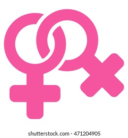 Lesbi Symbol icon. Vector style is flat iconic symbol with rounded angles, pink color, white background.