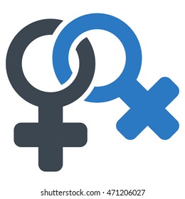 Lesbi Symbol icon. Vector style is bicolor flat iconic symbol with rounded angles, smooth blue colors, white background.