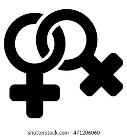 Lesbi Symbol icon. Vector style is flat iconic symbol with rounded angles, black color, white background.