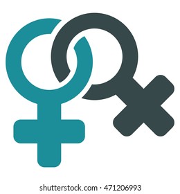 Lesbi Symbol icon. Vector style is bicolor flat iconic symbol with rounded angles, soft blue colors, white background.