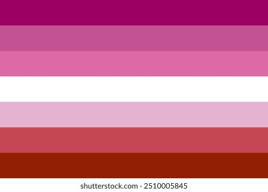 LESBIANA 2018 Bandera. Bandera del Orgullo. LGBTQ+. Desfile del Orgullo. Bandera lineal LGBTQIA multicolor.