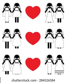 Lesbian brides icon set
