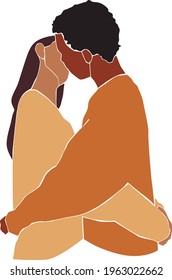 Lesbian couple abstract portrait. Feminine illustration.