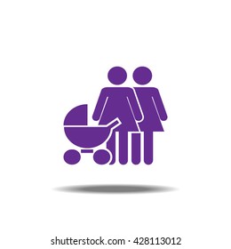 Lesbian Couple With A Baby Stroller Single Icon