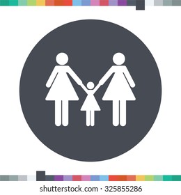Lesbian couple with child icon.