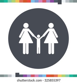 Lesbian couple with child icon.