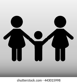 Lesbian Couple With Child Vector Icon Illustration