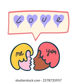 lesbian couple in doodle style. Element for decoration design mail sticker posts postcards poster print invitation background backdrop wrapping wallpaper