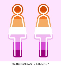 Lesbian couple flag icon symbol. Vector illustration