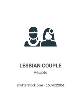 Lesbian couple glyph icon vector on white background. Flat vector lesbian couple icon symbol sign from modern people collection for mobile concept and web apps design.