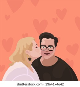 Lesbian couple. Homosexual romantic partners on date. Concept of love, passion and homosexuality.  Flat Vector illustration.