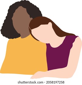 Lesbian couple hugging vector. LGBT pride