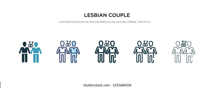 lesbian couple icon in different style vector illustration. two colored and black lesbian couple vector icons designed in filled, outline, line and stroke style can be used for web, mobile, ui