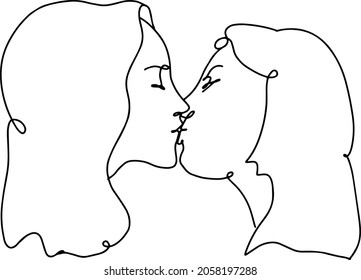 Lesbian couple kissing vector. LGBT pride