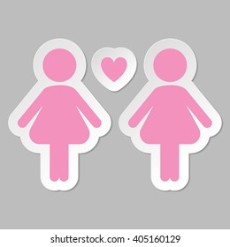 Lesbian couple in love vector icon