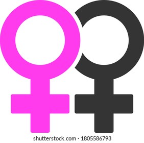 Lesbian Couple Symbol flat vector pictograph. An isolated icon on a white background.