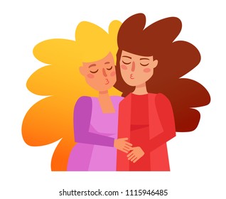 Lesbian couple Vector. Cartoon. Isolated art on white background. Flat