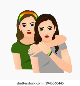 Lesbian couple. Vector flat illustration.