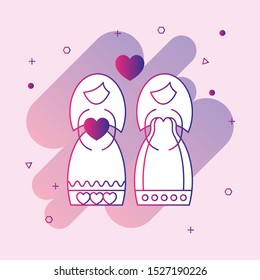 
Lesbian couple vector icon. filled flat sign for mobile concept and web design. Girlfriends relationship glyph icon. Symbol, logo illustration. Vector graphics