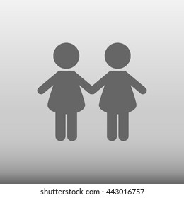 Lesbian Couple Vector Icon Illustration