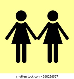 Lesbian family sign. Flat style icon vector illustration.