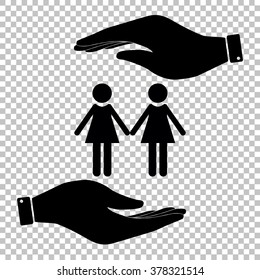 Lesbian family sign. Flat style icon vector illustration.