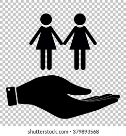 Lesbian family sign. Flat style icon vector illustration.