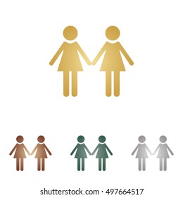 Lesbian family sign. Metal icons on white backgound.