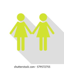 Lesbian family sign. Pear icon with flat style shadow path.