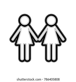 Lesbian family sign. Vector. Flat style black icon on white.