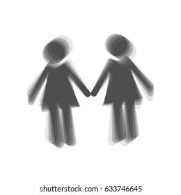 Lesbian family sign. Vector. Gray icon shaked at white background.