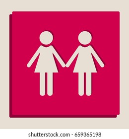Lesbian family sign. Vector. Grayscale version of Popart-style icon.