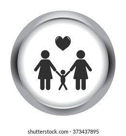 Lesbian family simple icon on colorful round background