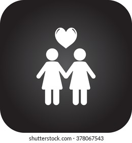 Lesbian family simple icon on colorful round background