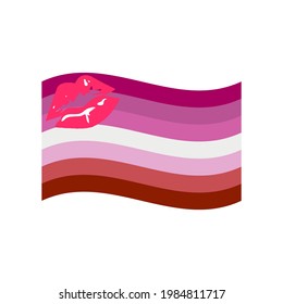 Lesbian flag. Happy Pride Month. Lips flag isolated on white background LGBTQ symbol modern, simple, emoticon. Vector Illustration