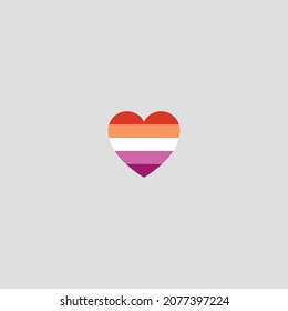  Lesbian flag in heart shape icon vector isolated gray background 