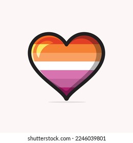 Lesbian flag in a heart shape vector illustration