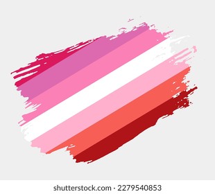 Bandera lesbiana pintada con pincel sobre fondo blanco. Concepto de derechos LGBT. Afiche de los modernos desfiles del orgullo. Ilustración del vector