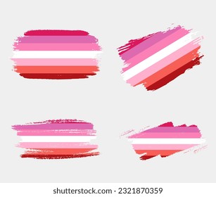 Lesbian Flag painted with brush on white background. LGBT rights concept. Modern pride parades poster. Vector illustration	
