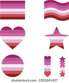 Lesbian flag set. Lesbian pride symbols