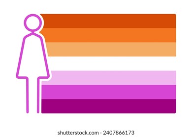 Lesbian flag woman icon symbol. Flat Vector illustration