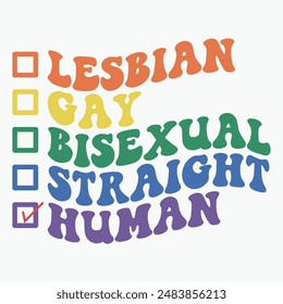 Lesbianas gay bisexual heterosexual humano retro camiseta diseño Vector